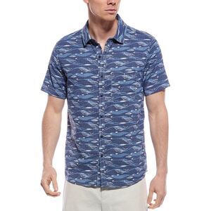 Endless Summer Mens Perforated Button-Down Shirt, Blue